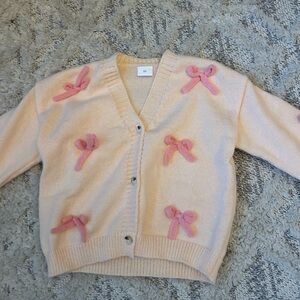 Pink Bow Cardigan Sweater